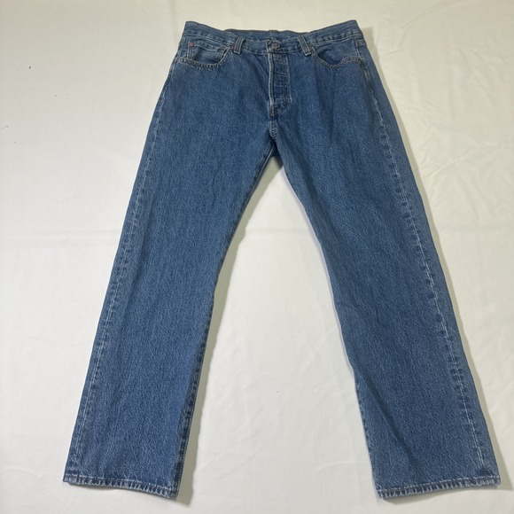 Levi's Other - Levis 501 Jeans Mens 34x30 Blue Straight Button Fly Medium Wash Denim a
